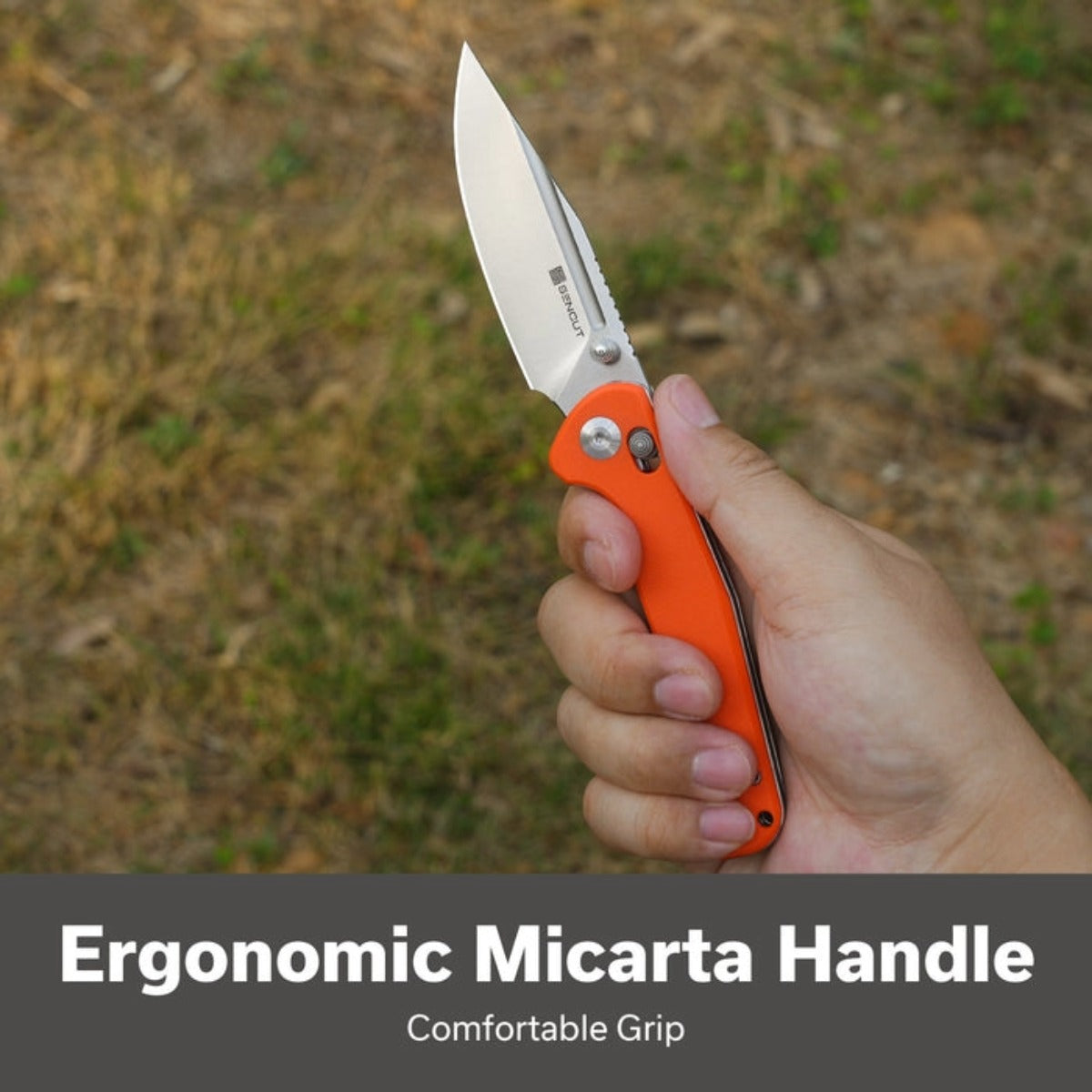 SENCUT SEN-S25046-1 Glenspar Crossbar Lock Folding Knife - Orange G10 Handle