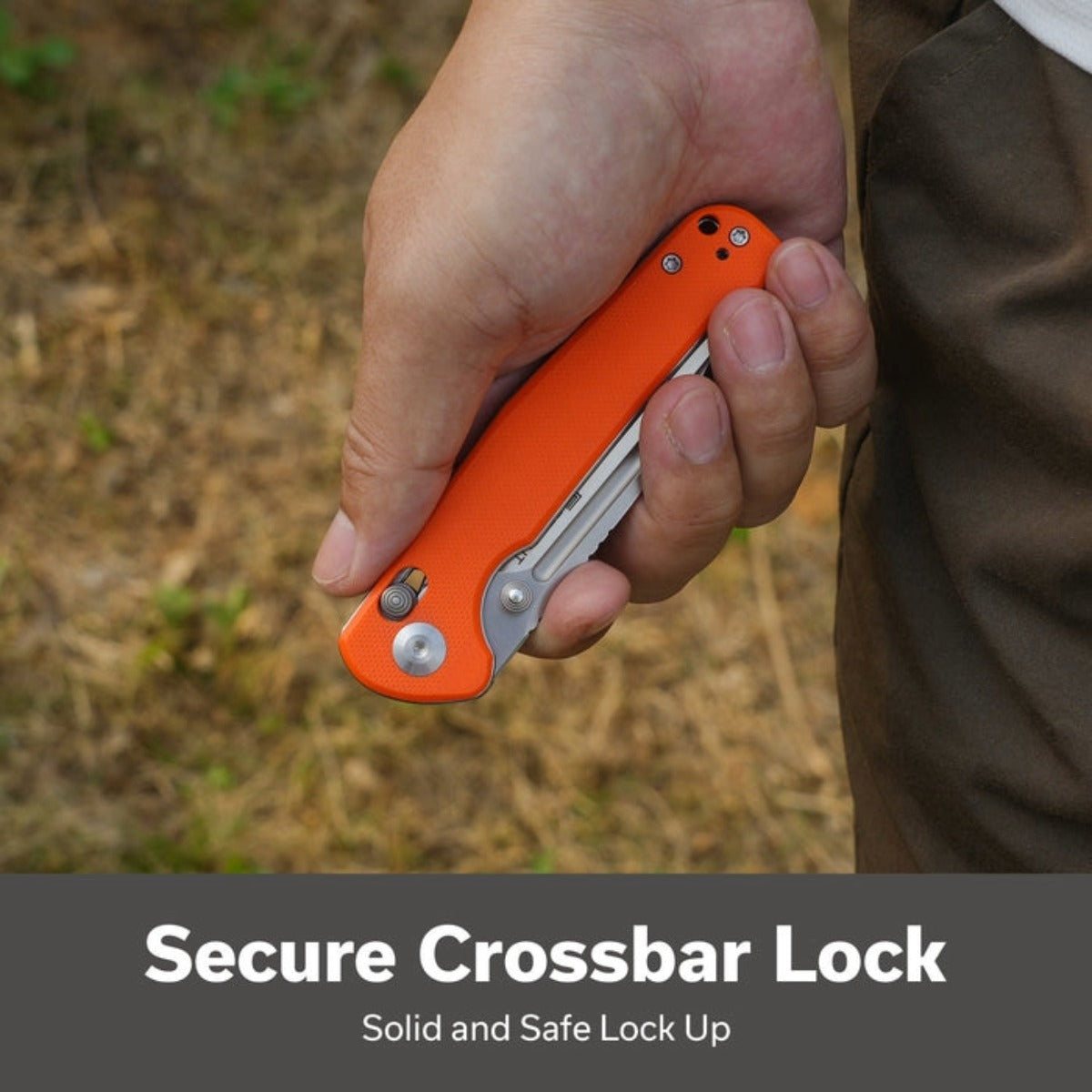 SENCUT SEN-S25046-1 Glenspar Crossbar Lock Folding Knife - Orange G10 Handle
