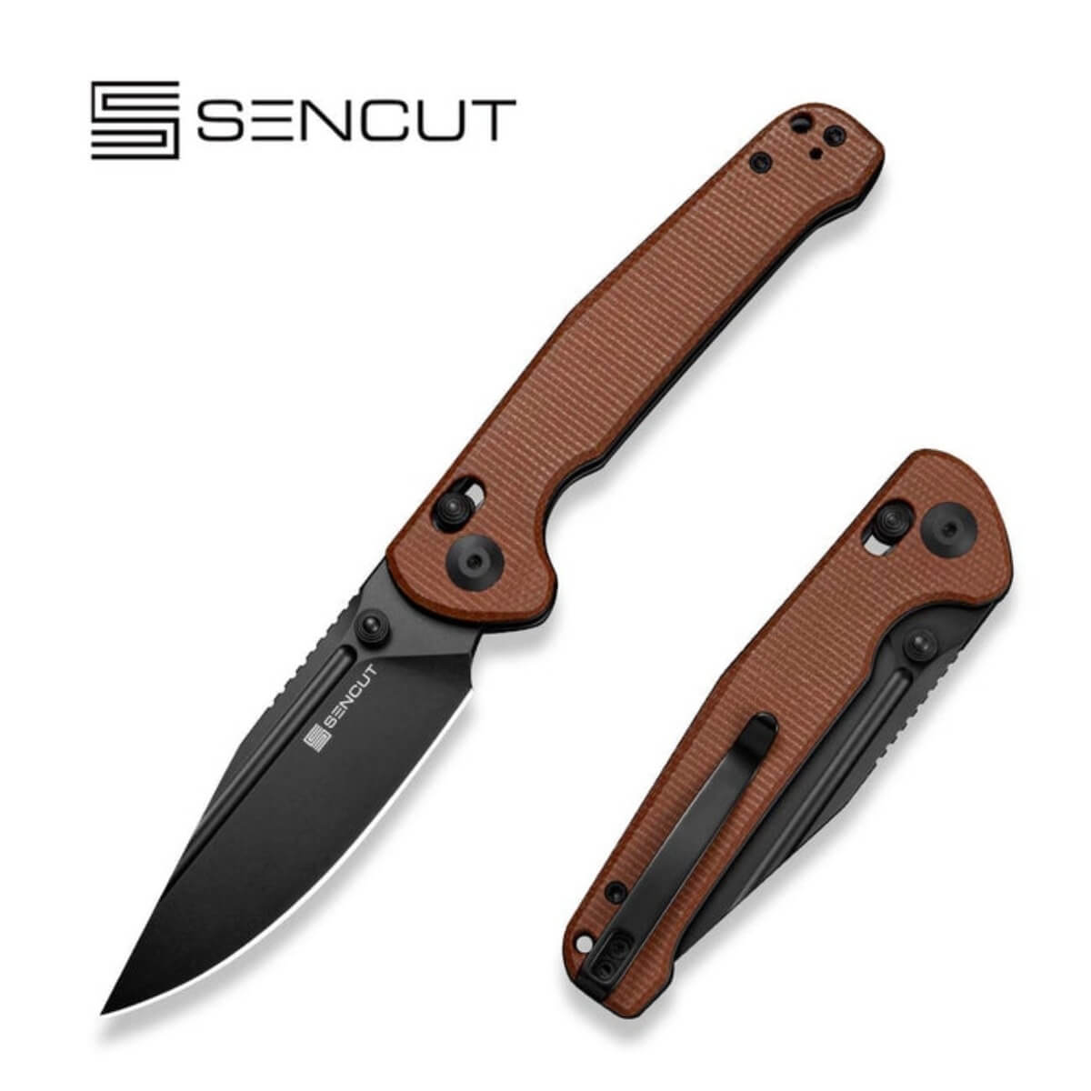 SENCUT SEN-S25046-3 - Glenspar Crossbar Lock Folding Knife - Brown Micarta