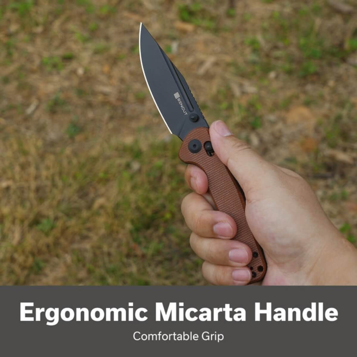 SENCUT SEN-S25046-3 - Glenspar Crossbar Lock Folding Knife - Brown Micarta