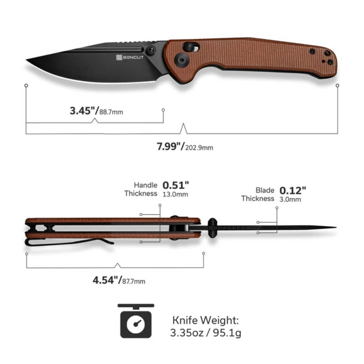 SENCUT SEN-S25046-3 - Glenspar Crossbar Lock Folding Knife - Brown Micarta