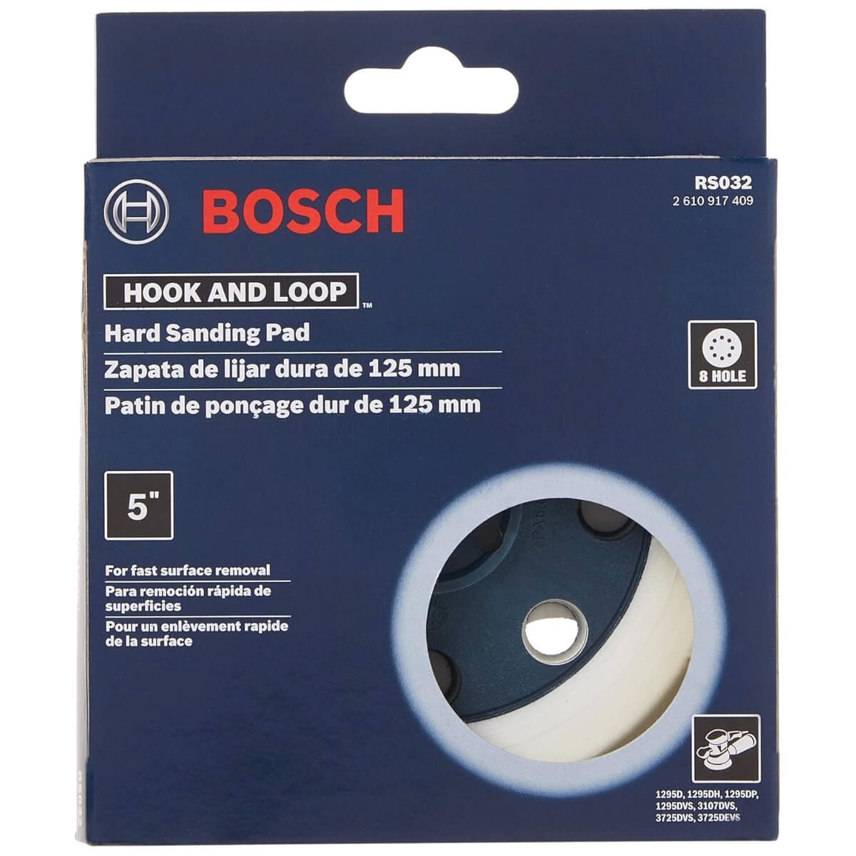 BOSCH RS032 - 5-Inch 8-Hole Hard Hook-and-Loop Sander Backing Pad