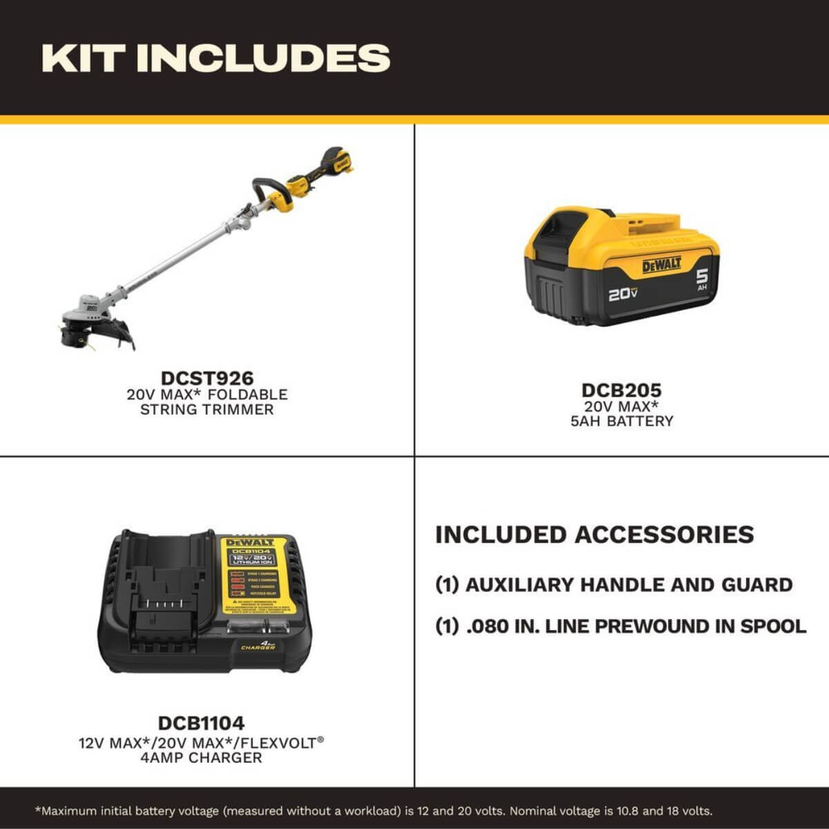 DEWALT DCST926P1 - 20V MAX* Brushless Cordless Foldable String Trimmer Kit