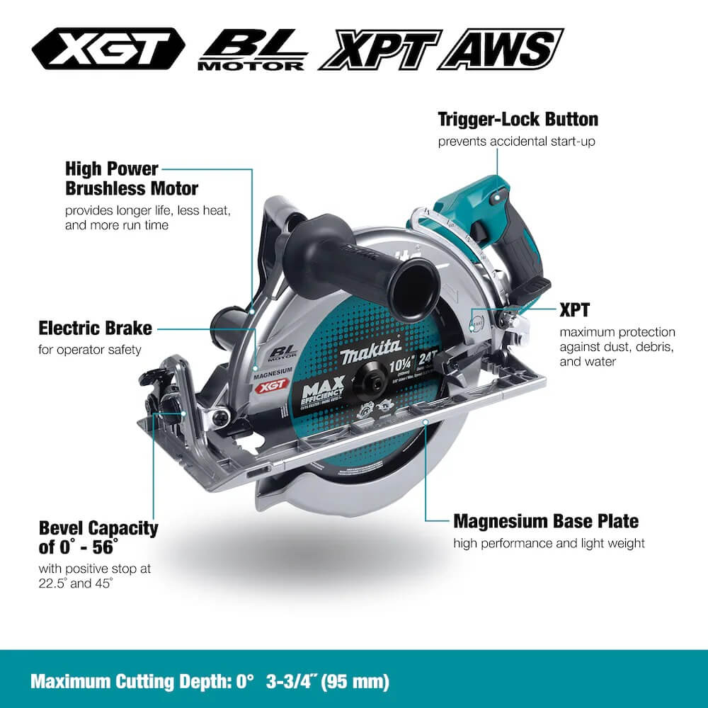 MAKITA RS002GM101 - 40V Max XGT Brushless 10-1/4" Rear Handle Circular Saw Kit