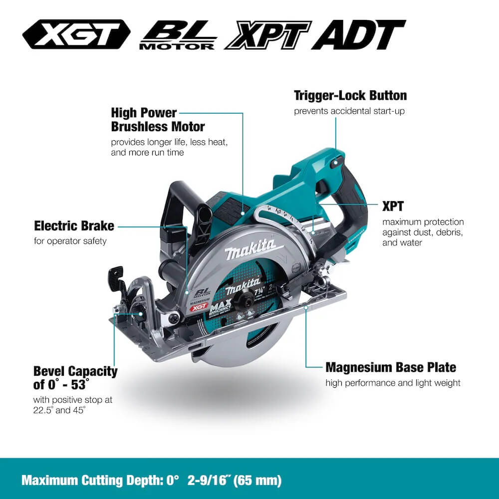 MAKITA RS001GM101 - 40V Max XGT Brushless Cordless 7-1/4" Rear Handle Circular Saw Kit