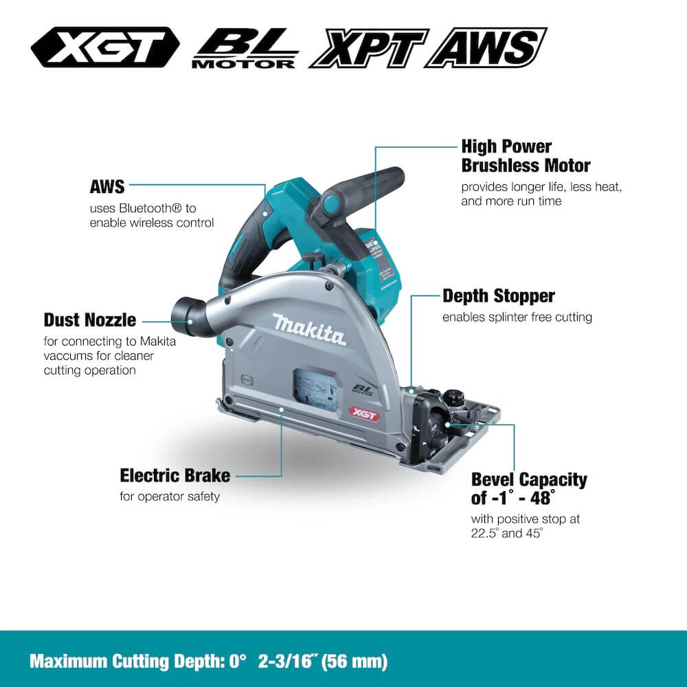 MAKITA SP001GZ05 - 40V max XGT Brushless 6-1/2" Plunge Cut Circular Saw with 55" Guide Rail (Tool Only)