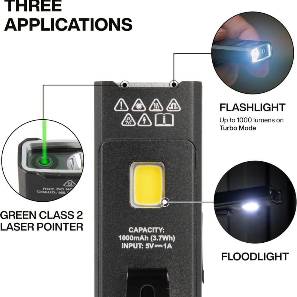 KLEIN KLE-56074 - Rechargeable Slim-Profile LED Pocket Flashlight with Laser