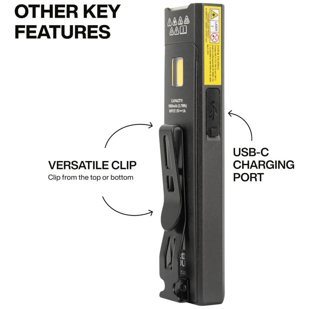 KLEIN KLE-56074 - Rechargeable Slim-Profile LED Pocket Flashlight with Laser
