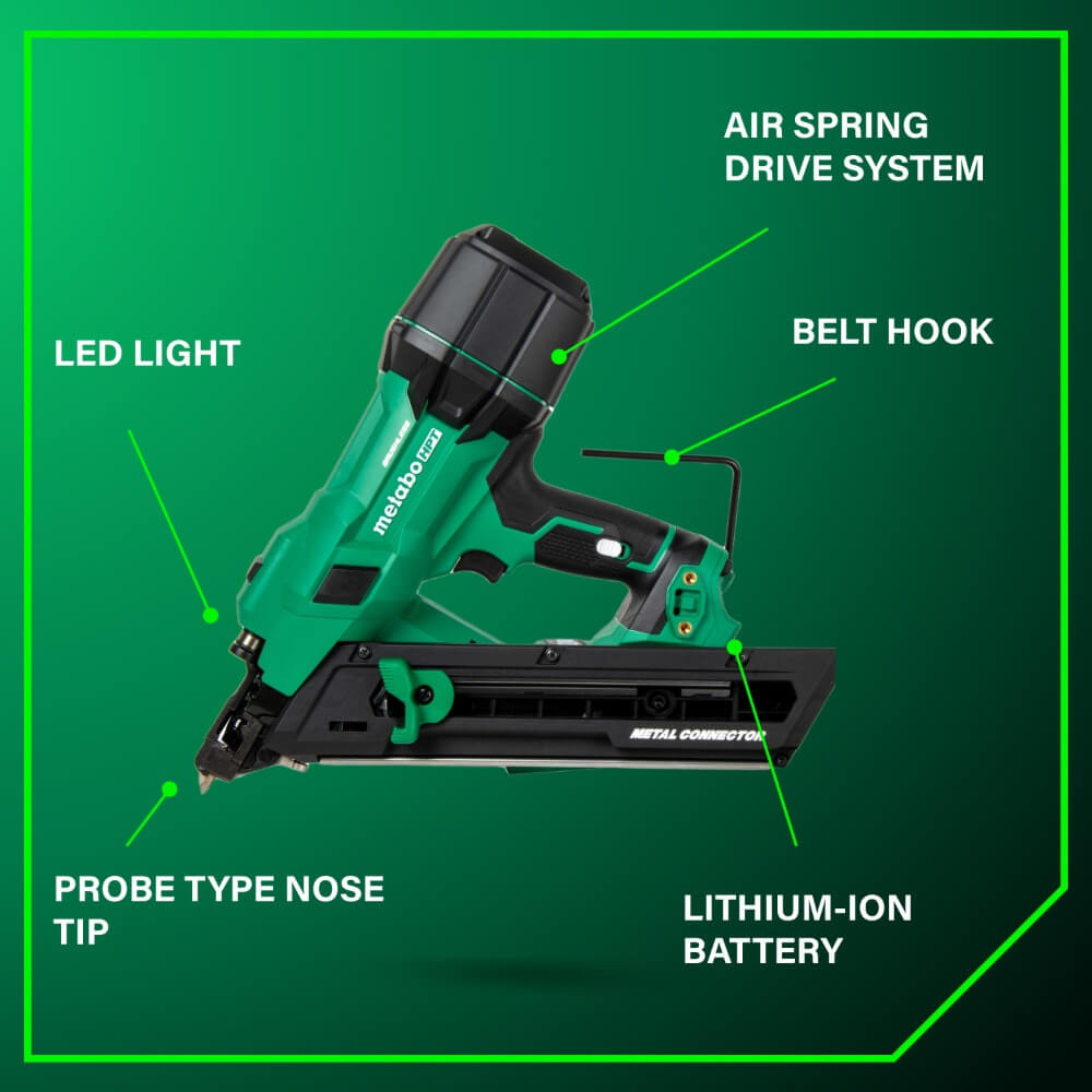METABO HPT NR1838DKA - 18V MultiVolt™ Brushless 1-1/2" Metal Connector Nailer Kit