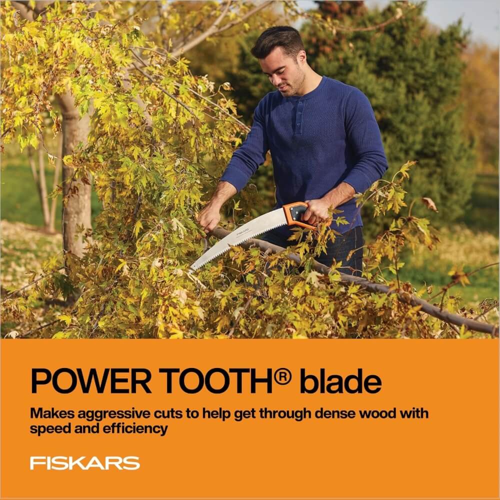 FISKARS FSK-9344 - 15" Fixed Blade Saw PowerTooth D-Handle Softgrip