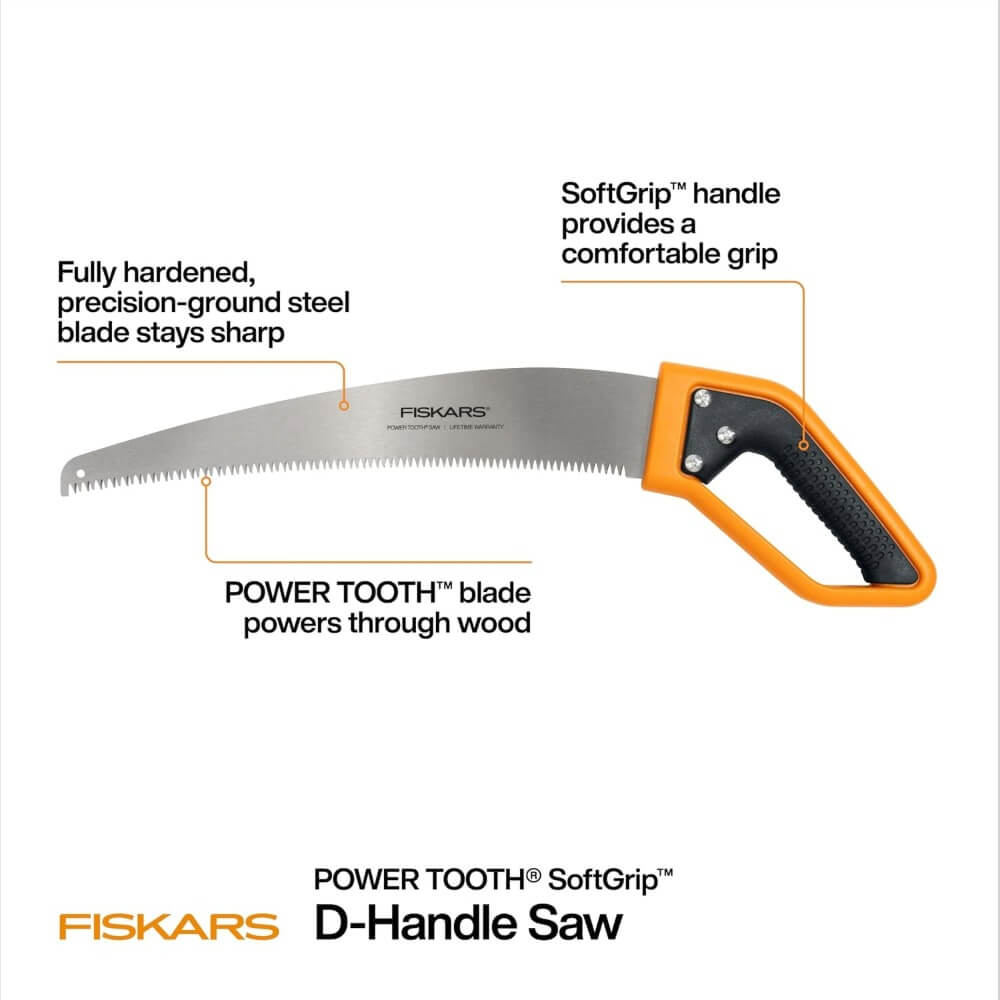 FISKARS FSK-9344 - 15" Fixed Blade Saw PowerTooth D-Handle Softgrip