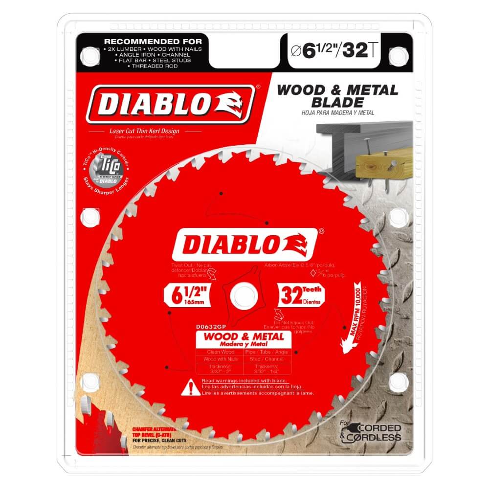 DIABLO D0632GPA - 6-1/2" x 32-Teeth Wood & Metal Carbide Saw Blade