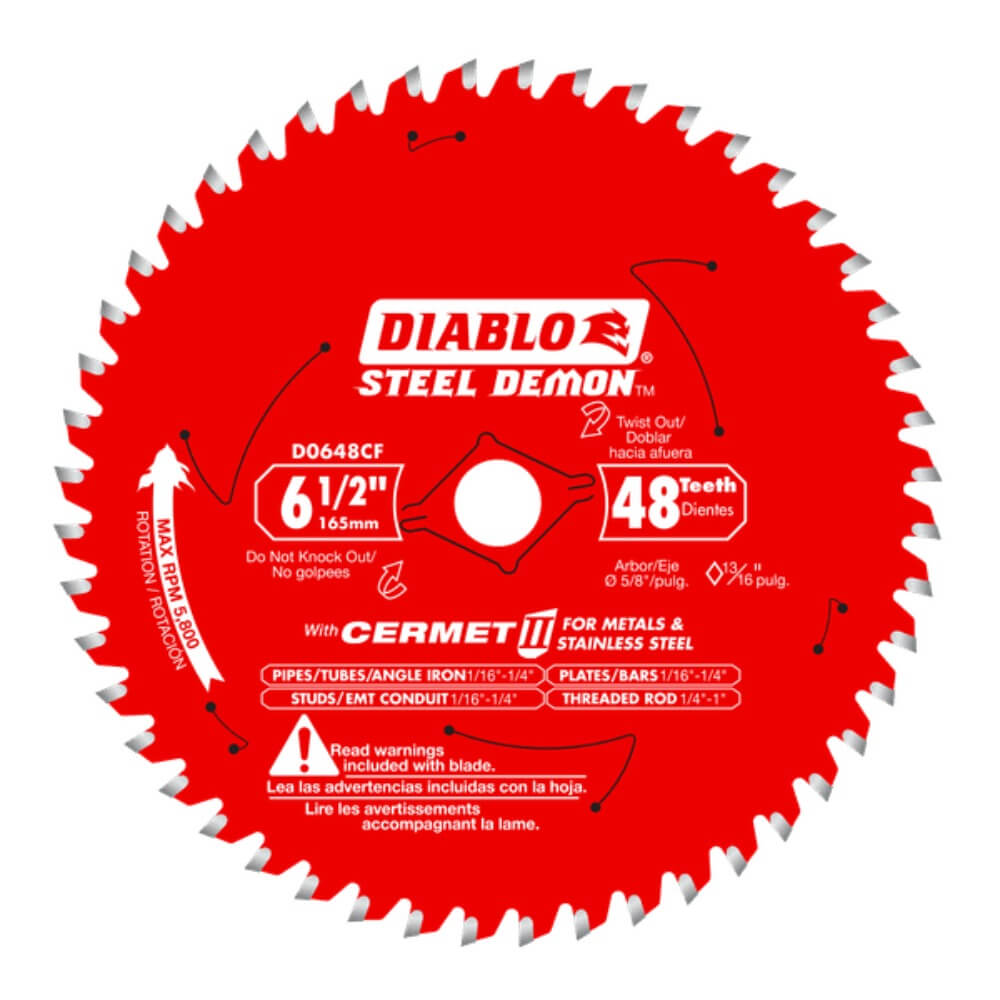 DIABLO D0648CFX - 6-1/2" x 48-Tooth Steel Demon Cermet II Saw Blade for Metals and Stainless Steel