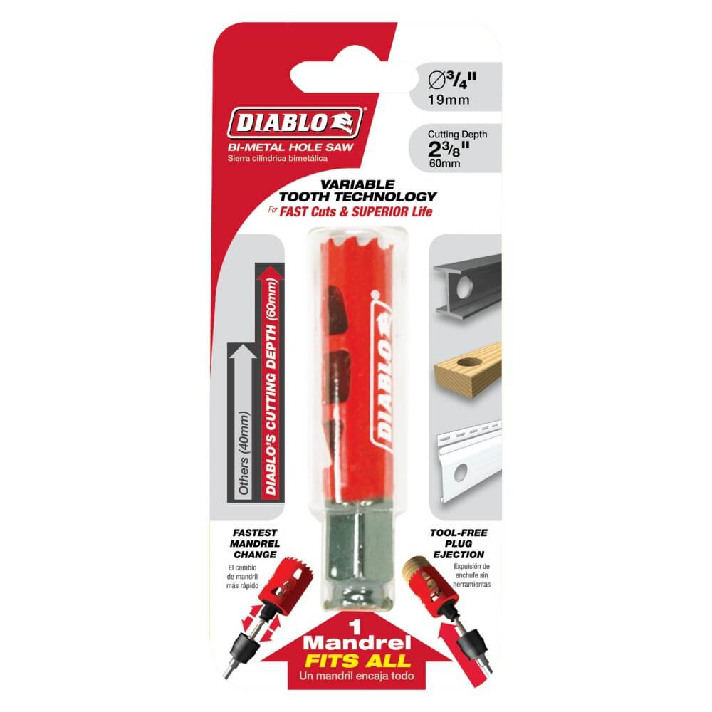 DIABLO DHS0750 - 3/4 in. Bi-Metal Hole Saw for Snap-Lock Plus Mandrel System