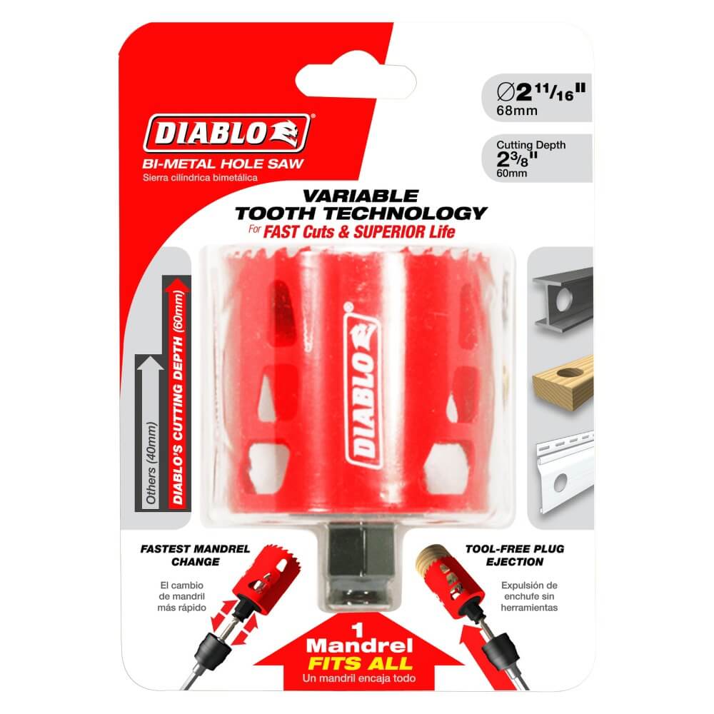 DIABLO DHS2687 - 2-11/16 in. Bi-Metal Hole Saw for Wood and Metal