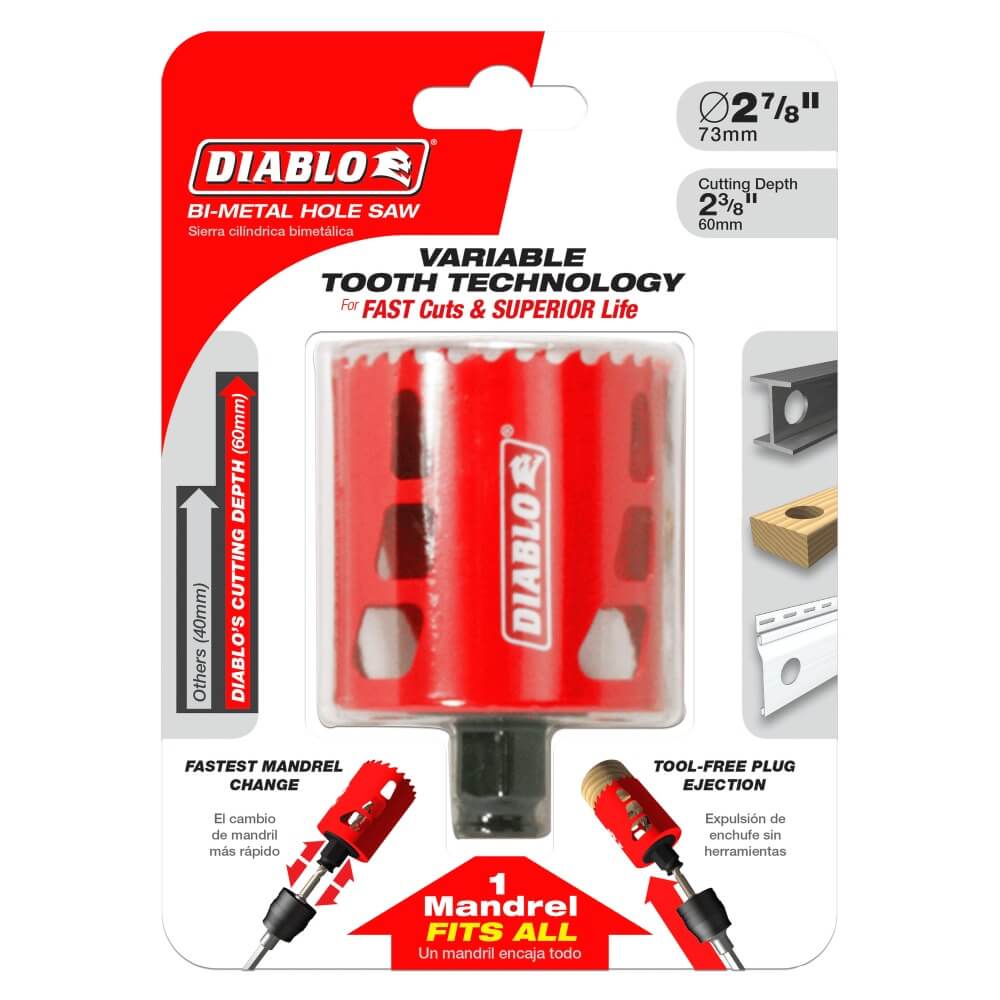 DIABLO DHS2875 - 2-7/8 in. Bi-Metal Hole Saw for Wood/Metal Cutting
