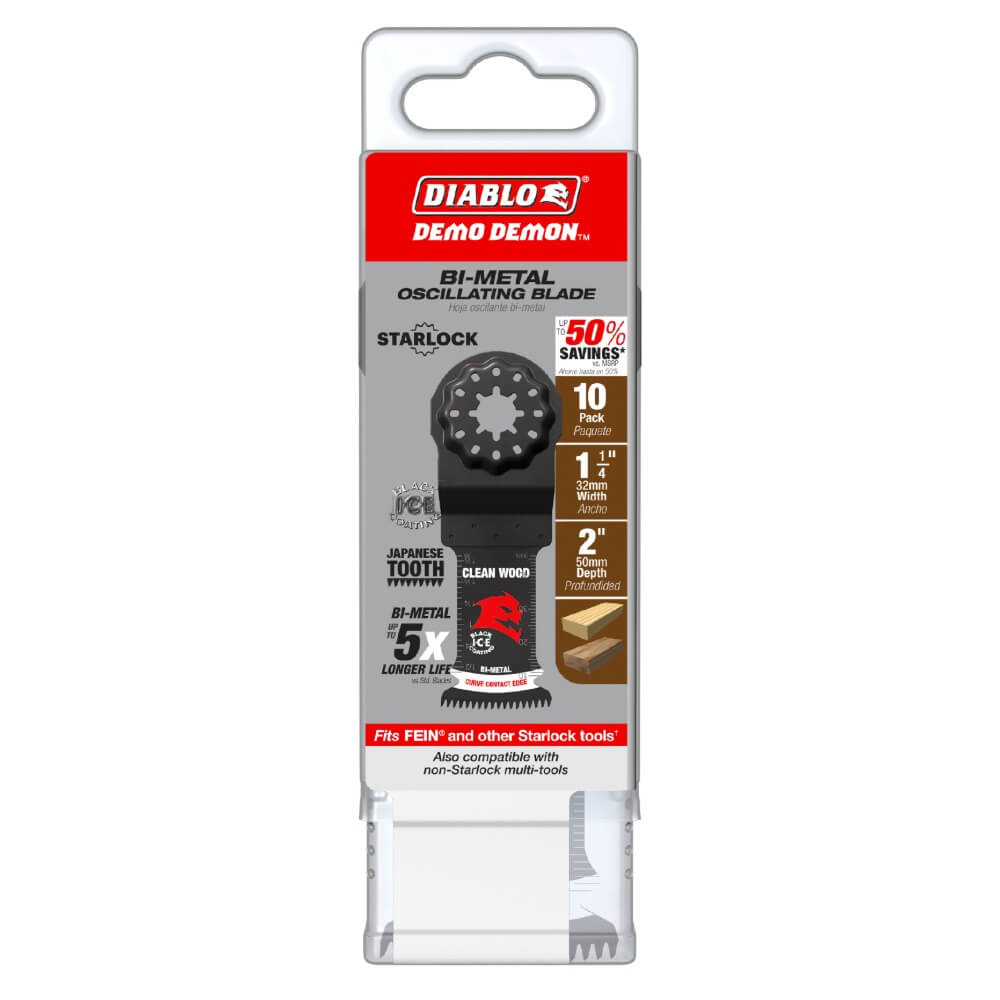DIABLO DOS125JBW10 - 1-1/4 in. Starlock Bi-Metal Oscillating Blade for Clean Wood (10-Pack)