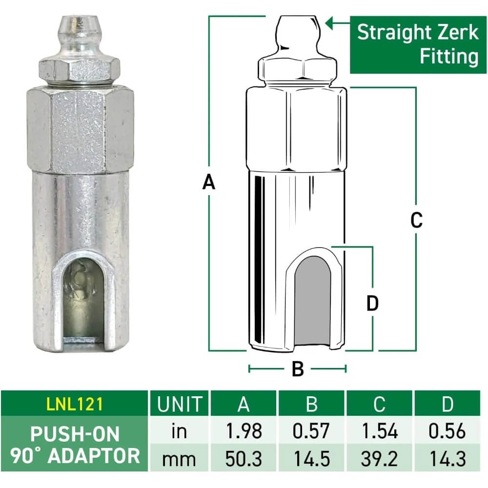 LockNLube LNL121 - Push-On 90° Grease Coupler Adapter