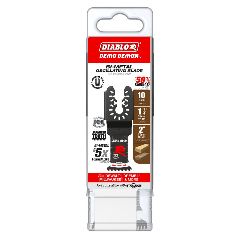 DIABLO DOU125JBW10 - 1-1/4 in. Demo Demon Universal Fit Bi-Metal Oscillating Blade for Clean Wood (10-Pack)