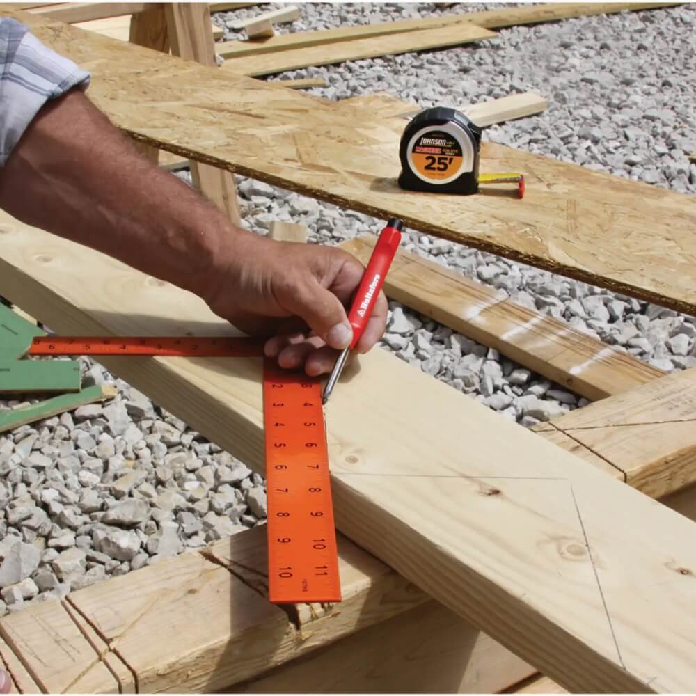 JOHNSON LEVEL JOH-CS10-O - 8" x 12" Hi-Visibility Orange Steel Carpenter Square