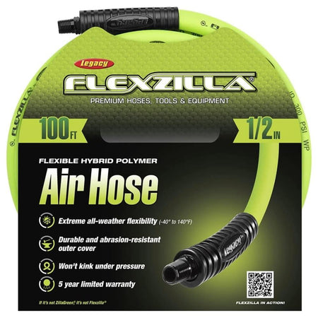 FLEXZILLA HFZ12100YW3 - Pro Air Hose, 1/2 in. x 100 ft., 3/8 in. MNPT Fittings