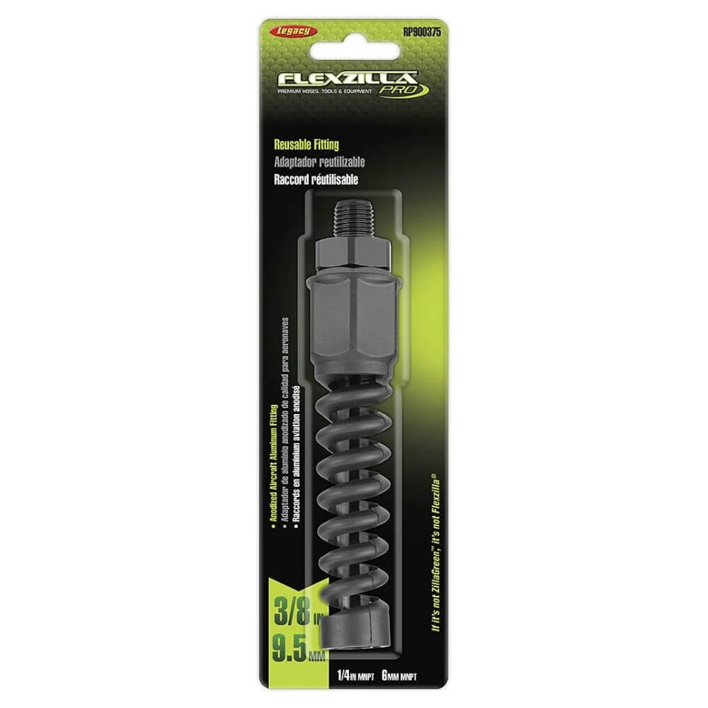 FLEXZILLA RP900375 - Pro Reusable Air Hose Fitting - 3/8 in. Barb x 1/4 in. MNPT