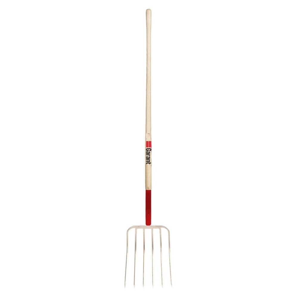 GARANT G0613L - 6-Tine Manure Fork with 13-inch Forged Steel Head and 48-inch Hardwood Handle