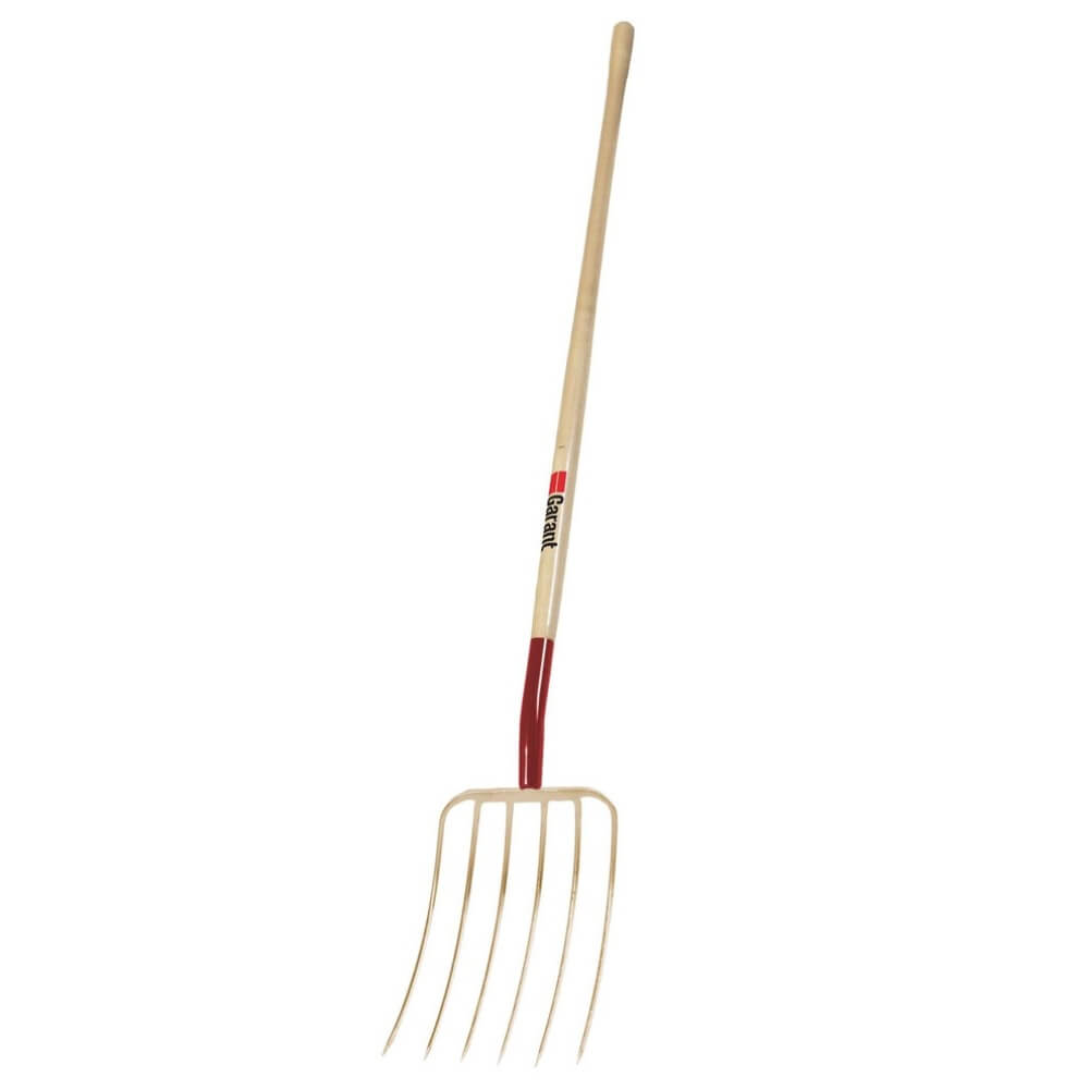 GARANT G0613L - 6-Tine Manure Fork with 13-inch Forged Steel Head and 48-inch Hardwood Handle