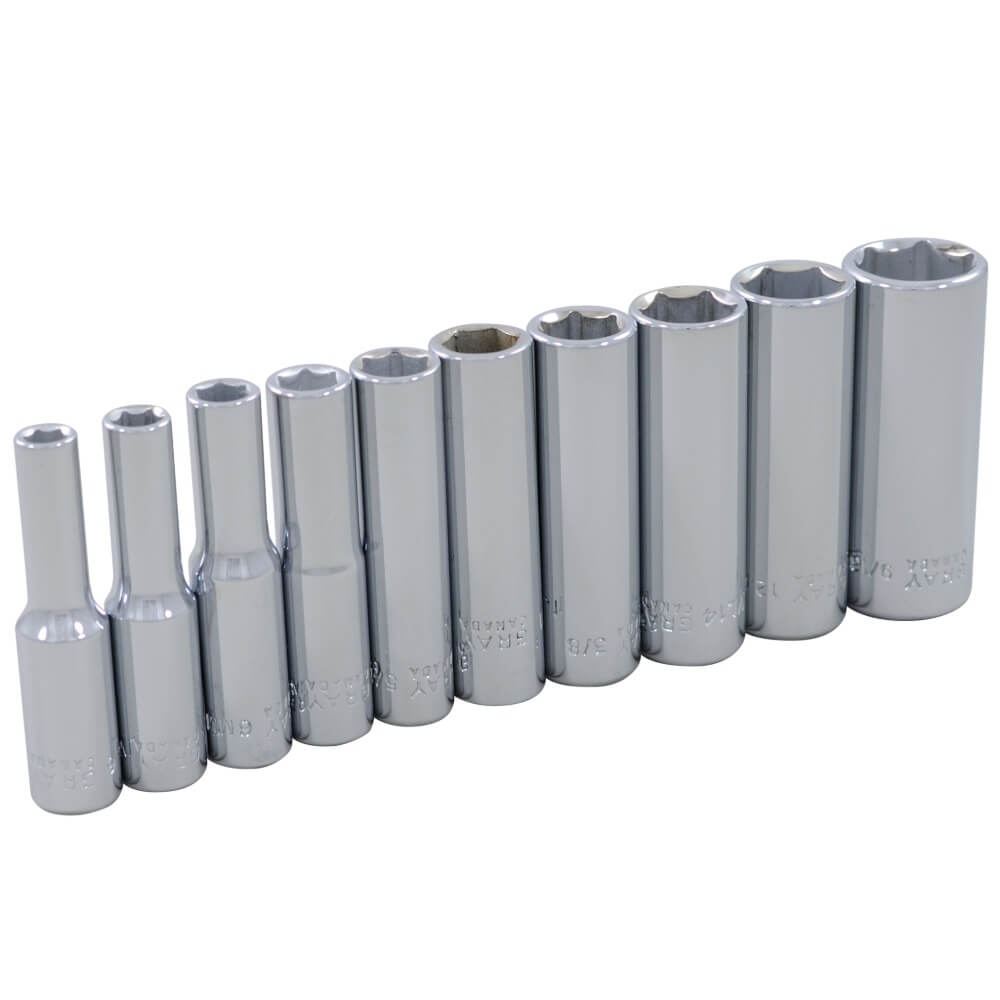 Gray Tools GT-15210 - 1/4" Drive 10-Piece 6-Point Deep SAE Socket Set