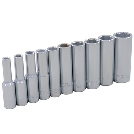 Gray Tools GT-15210 - 1/4" Drive 10-Piece 6-Point Deep SAE Socket Set