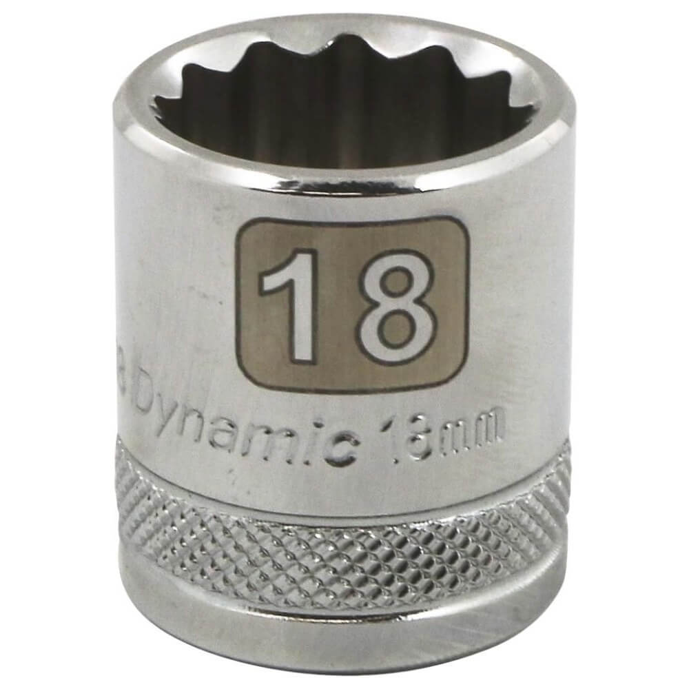 GRAY GT-D009118 - 3/8" Drive 12 Point 18mm Metric Chrome Socket