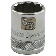 DYNAMIC GT-D009420 - 3/8" Drive 5/8" 12-Point SAE Standard Length Chrome Socket