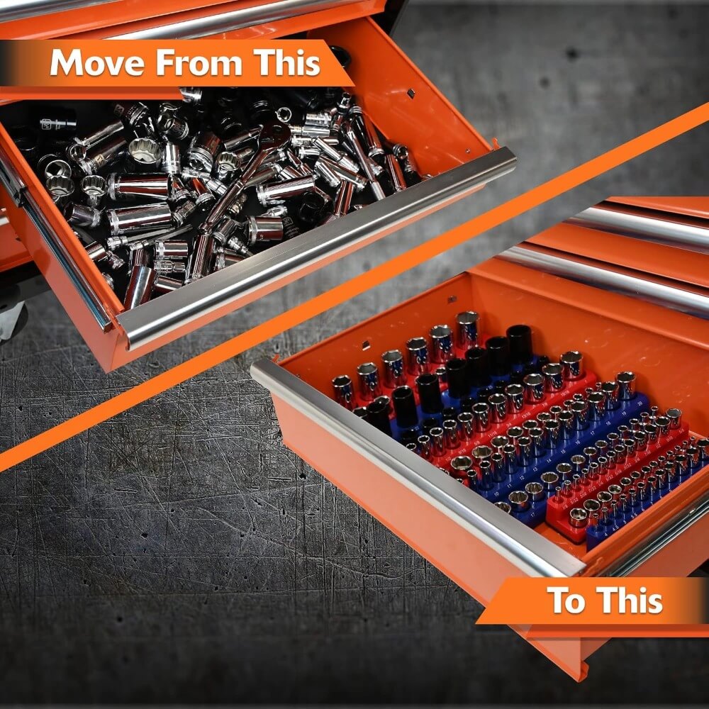 DYNAMIC GT-D029200 - 3 Piece Metric Magnetic Socket Organizer Set