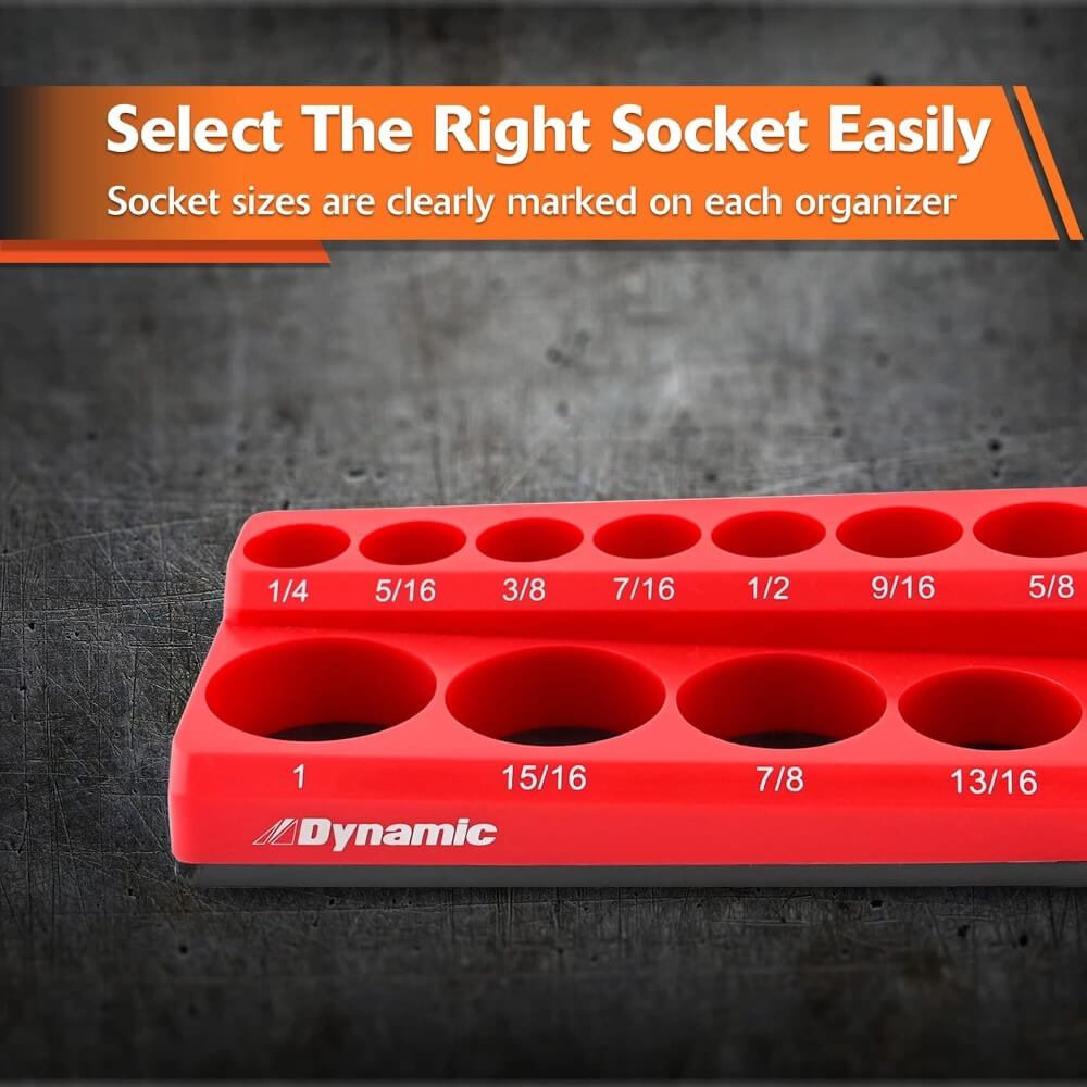 DYNAMIC GT-D029200 - 3 Piece Metric Magnetic Socket Organizer Set