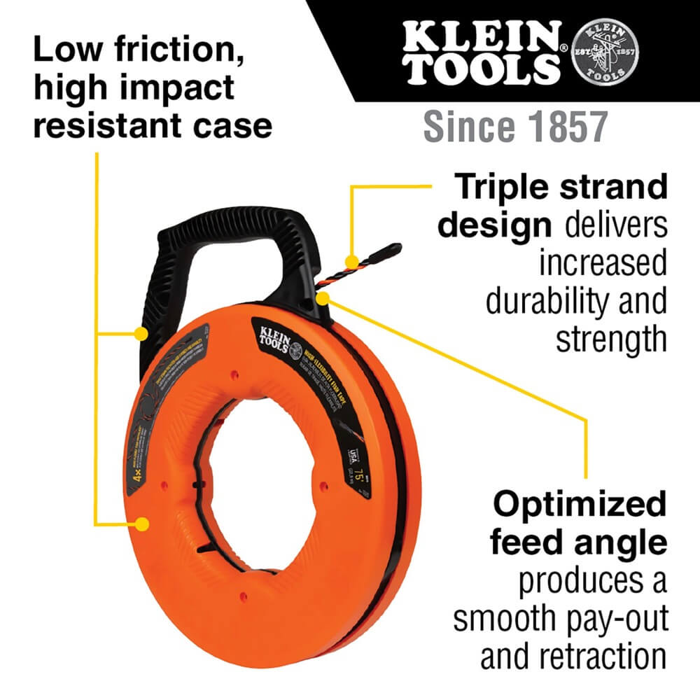 KLEIN KLE-50375 - 75-Foot High Flex Polyester Fish Tape