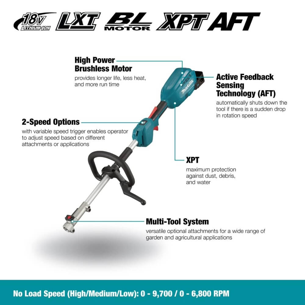 MAKITA DUX18RMEX2 - 18V LXT Brushless Split Shaft Power Unit with EM409MP 13in Line Trimmer Attachment