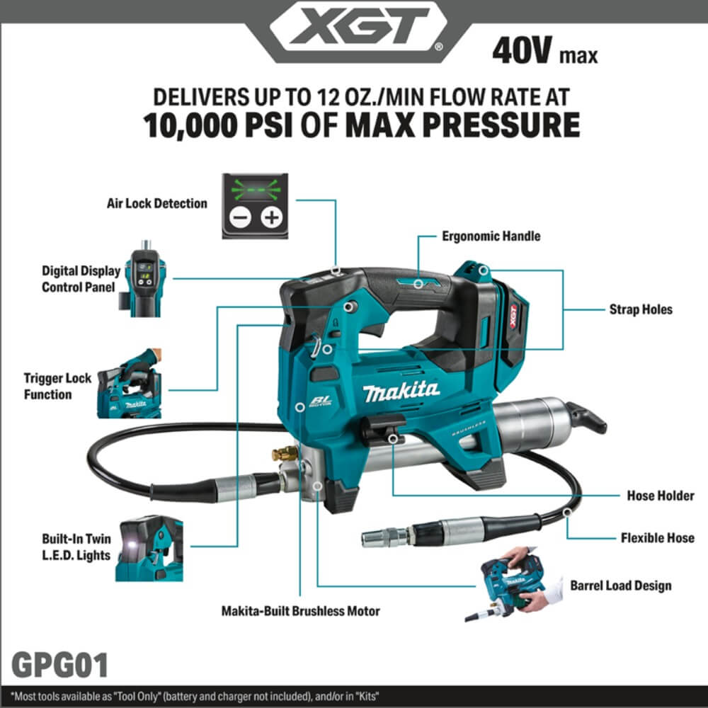 MAKITA GP001GZ - 40V Max XGT Brushless Grease Gun - Tool Only
