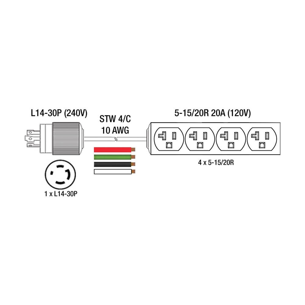 KING CANADA K-L1430-25-4T - 14/3 SJTW Heavy Duty Extension Cord - 25 ft. - 4-Outlet