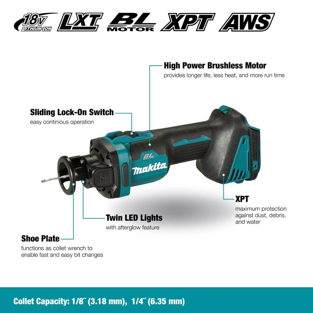 MAKITA DCO181Z - 18V LXT Brushless Cut-Out Tool with AWS - Tool Only