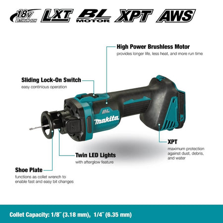 MAKITA DCO181Z - 18V LXT Brushless Cut-Out Tool with AWS - Tool Only