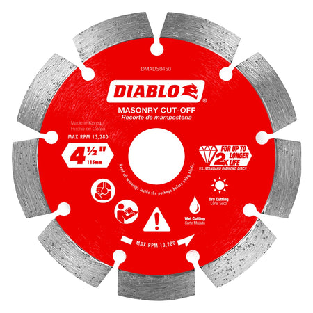 Diablo DMADS0450 4-1/2 in. Diamond Segmented Cut-Off Discs for Masonry