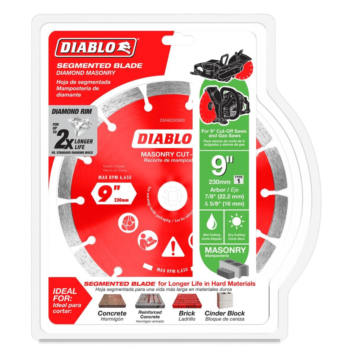 Diablo DMADS0900 9″ Diamond Segmented Cut-Off Disc for Masonry