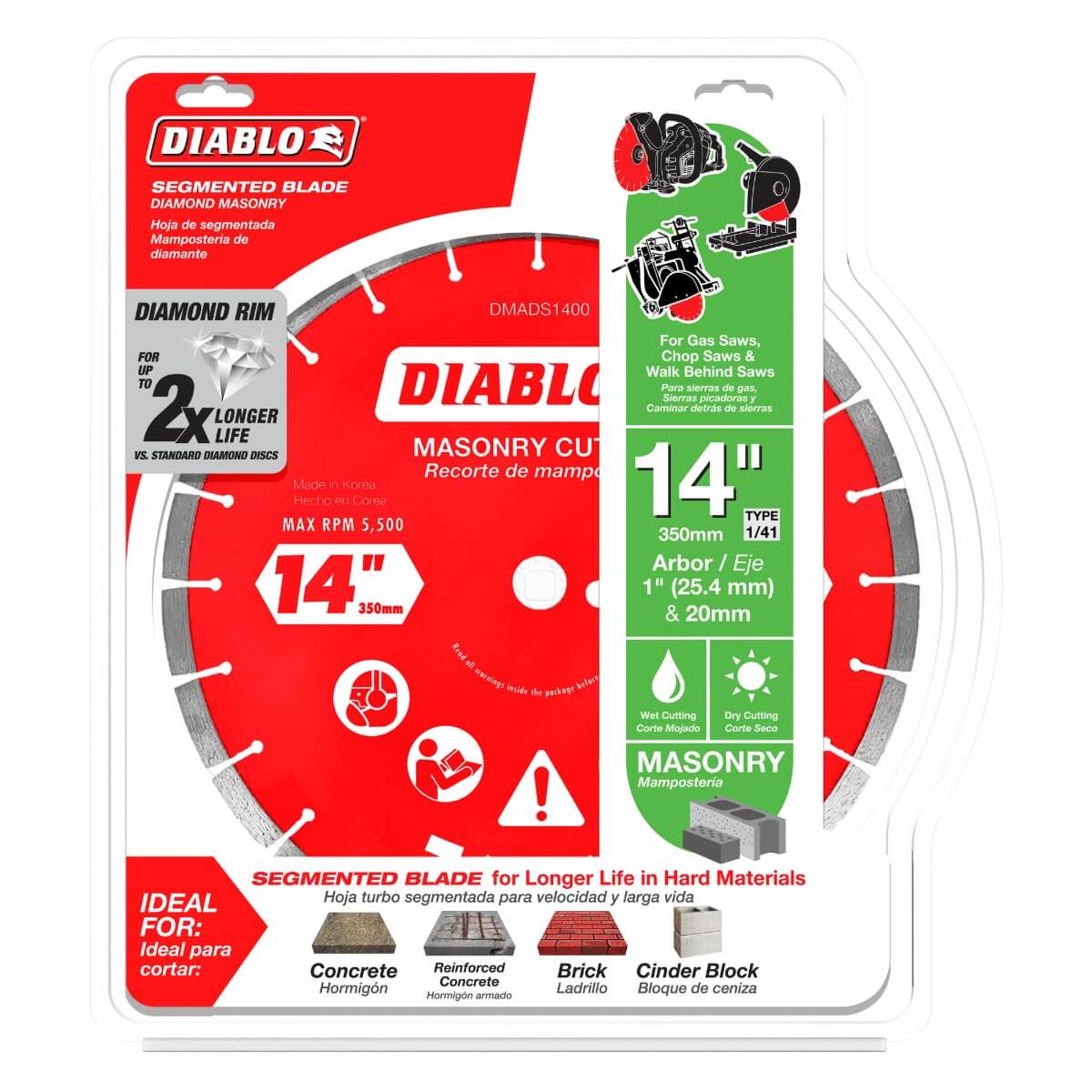 Diablo DMADS1400 14 in. Diamond Segmented Cut-Off Disc for Masonry
