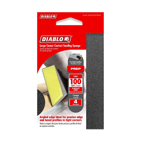 Diablo DFBLANGFIN04G Corner Contact Sanding Sponge - 100-Grit Fine - 4-Pack