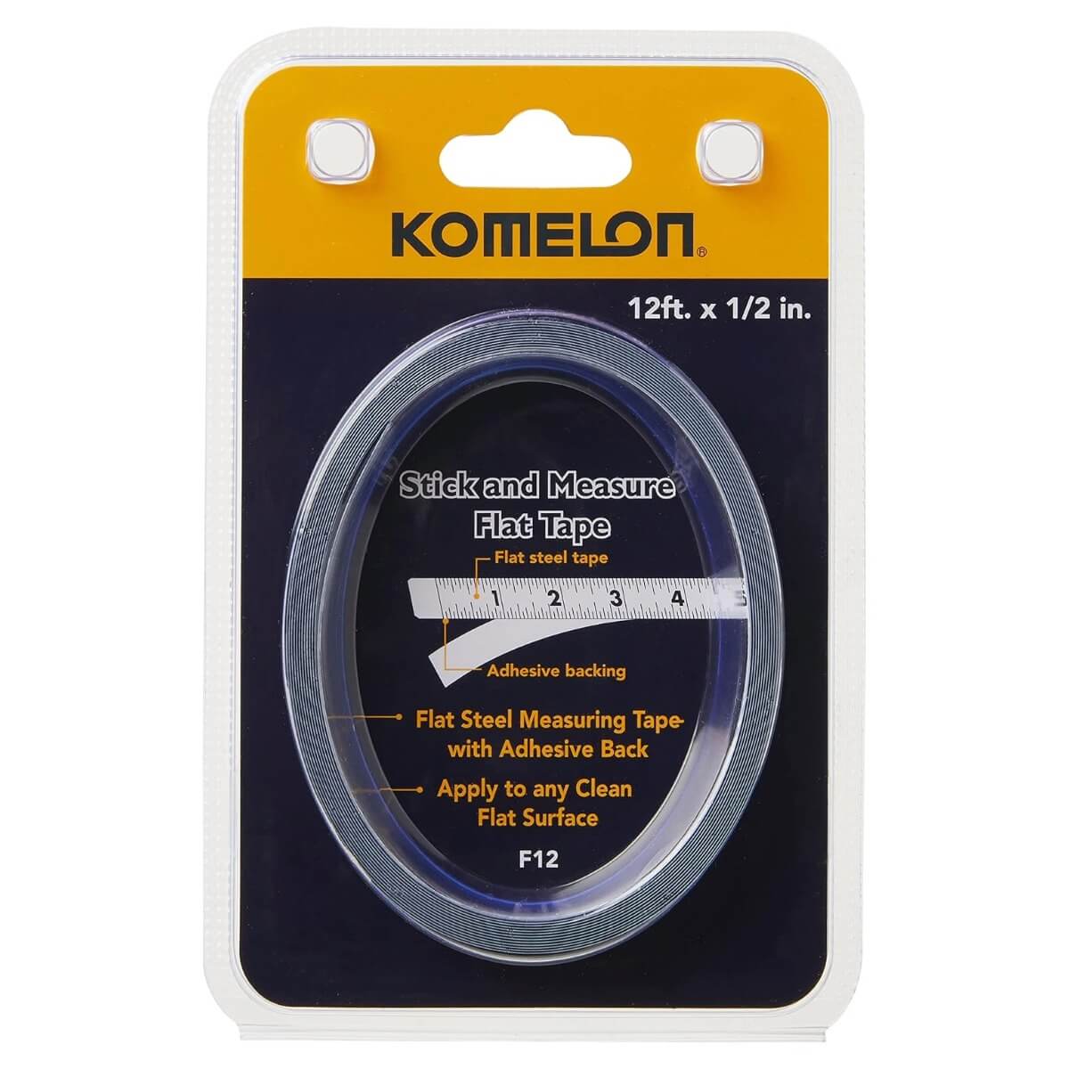 KOMELON F12 - 12' x 1/2" Flat Adhesive Stick-On Tape Measure