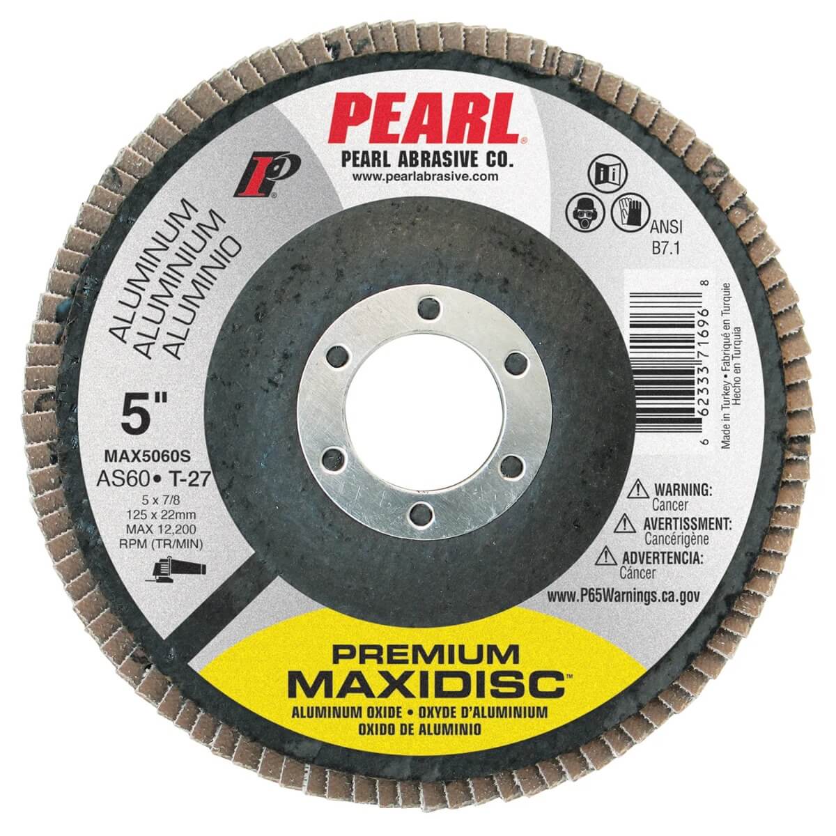 PEARL MAX5060S - 5" x 7/8" T27 60 Grit Premium Aluminum Maxidisc™ Flap Disc