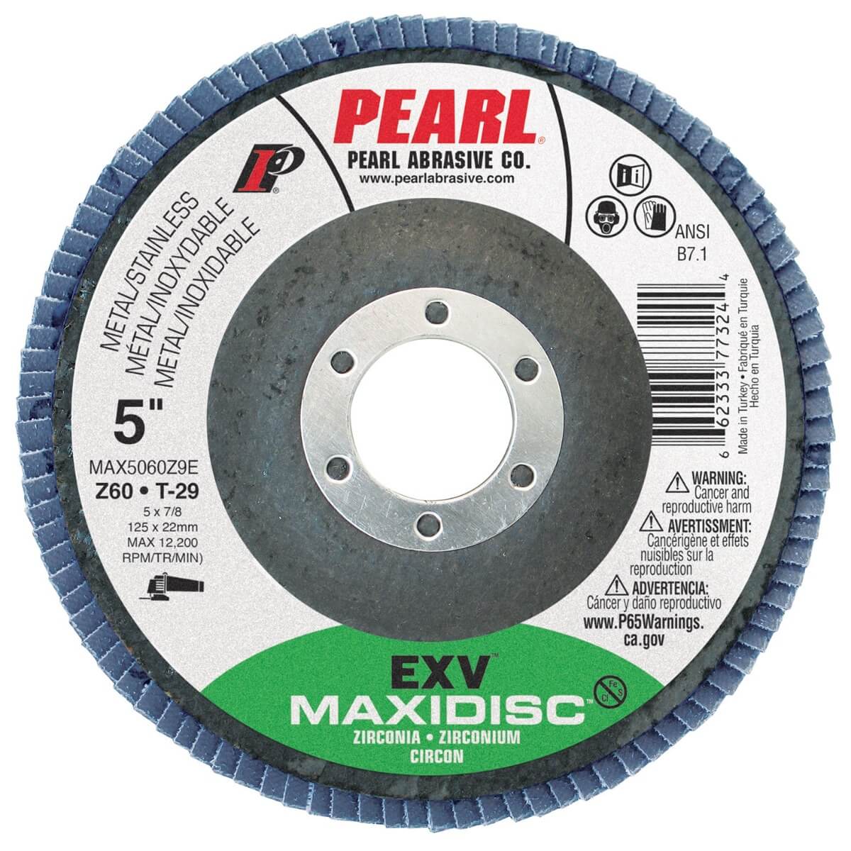 PEARL MAX5060ZJ9E - 5" x 7/8" 60 Grit EXV™ High Density Zirconia Maxi Disc