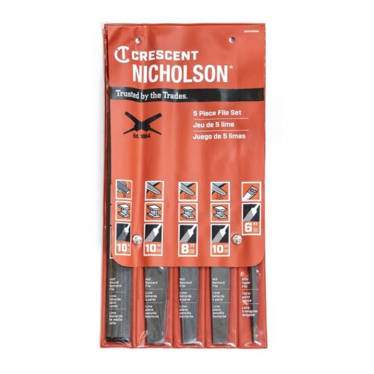 CRESCENT 22040NNN - 5-Piece 6", 8" & 10" General Purpose File Set with Pouch