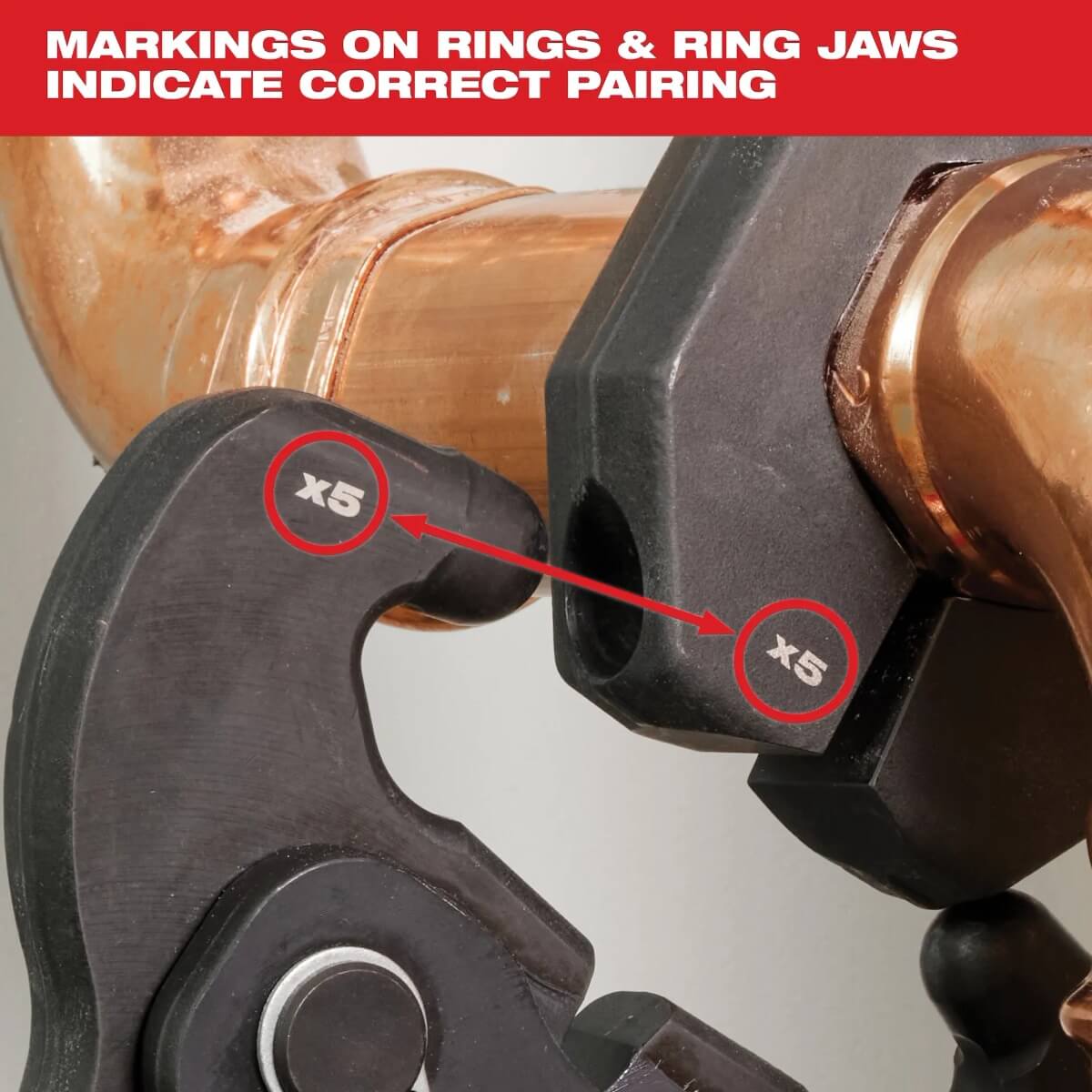 MILWAUKEE 49-16-2490X - 1/2" - 1-1/4" CTS-V Pivoting Press Ring Kit for M12 FORCE LOGIC Press Tool