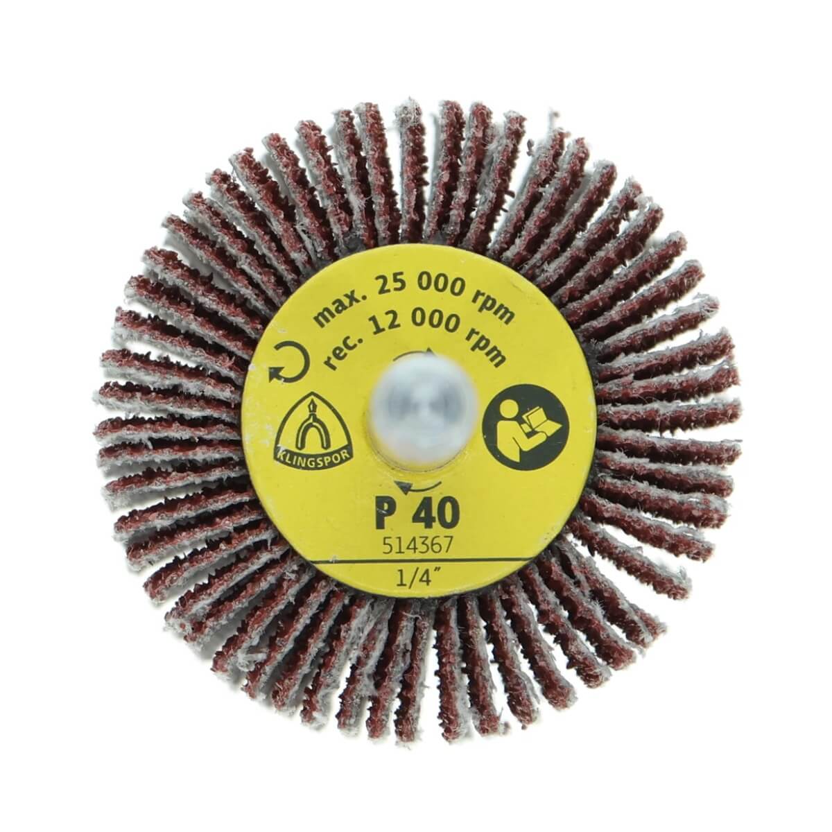 Klingspor 278964 1-1/2" x 1" x 1/4" Shaft 40 grit Mounted Flap Wheel